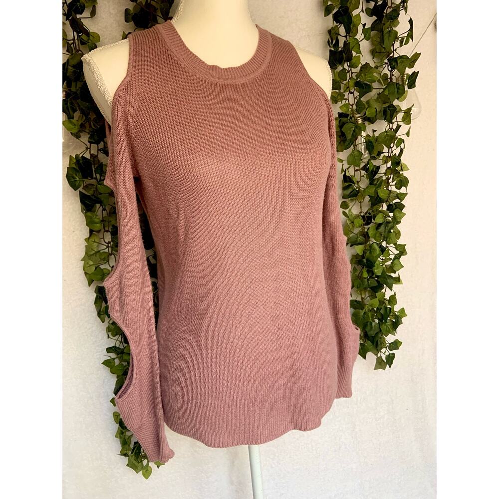 Hippie Rose Nude Pink Long Sleeve Arm Cut Out Crew Neck Sweater Top Women's S - Picture 2 of 9